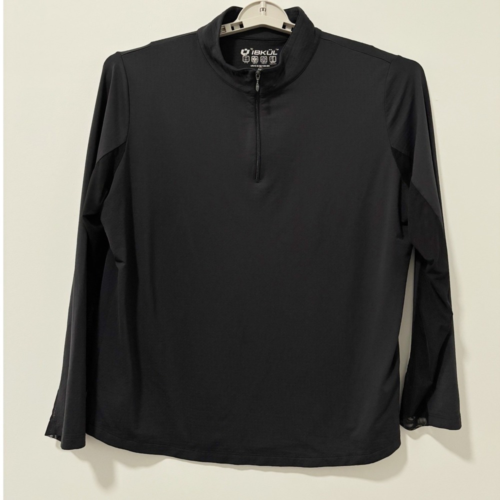 IBKUL Quarter Zip Pullover Men XXL Black/Navy UPF 50+ Mesh Panels Long Sleeve